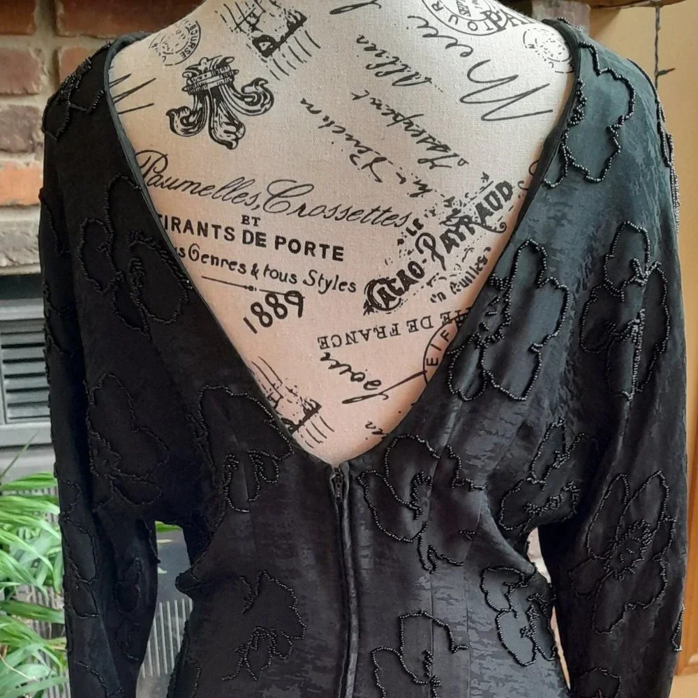 Vintage Jessica Young Beaded Silk Black Dress - Picture 7 of 7